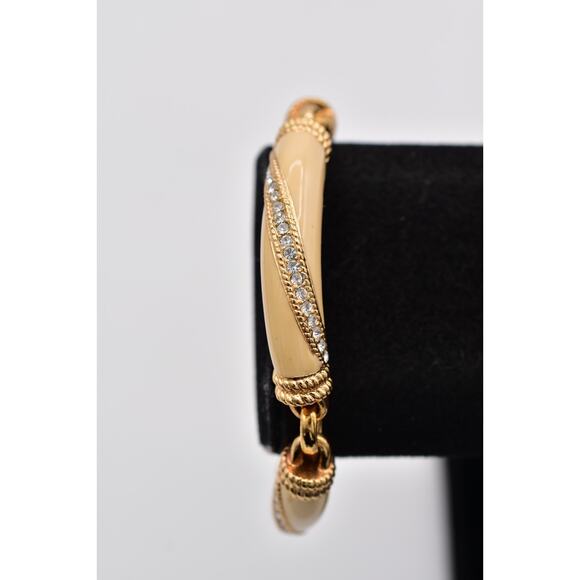 Hutton Wilkinson Vintage Bracelet Blue Enamel Bracelet Gold Crystal Signed BinO - Picture 12 of 12